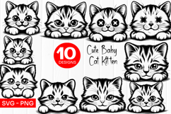 Cute Baby Kitten Faces Cartoon SVG PNG Product Image 1