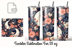 Moon And Flowers 20 oz Tumbler Wrap Sublimation Product Image 1