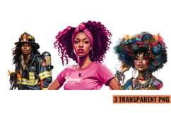 Watercolor Black Women Clipart, PNG Product Image 1