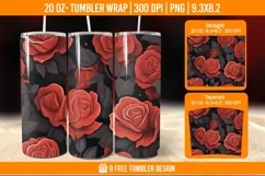 Valentine Rose Tumbler Wrap Designs, Sublimation Wrap Product Image 1