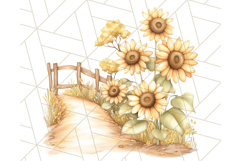 Rustic Sunflower Clipart, Soft Country Farmhouse Florals Png Product Image 2