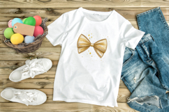 Minimalist Gold Glitter Coquette Bow Clipart Product Image 9