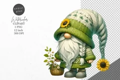 Gnome clipart, Gnome with sunflowers clipart, Summer clipart Product Image 1