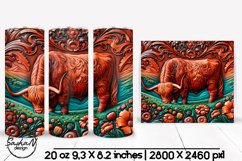 Highland cow tumbler, Tooled leather png Product Image 1