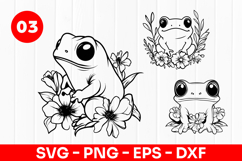 Cute Frog Cartoon Floral Pond Animal SVG PNG Product Image 1