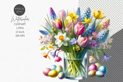 Easter clipart, Spring clipart, Bouquet of flowers Product Image 1