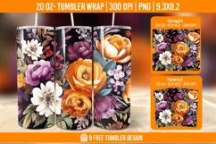 Flowers Tumbler Wrap Designs, Sublimation Wrap Product Image 1