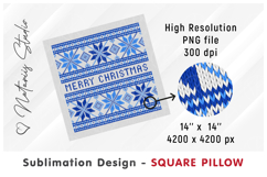 2 Cozy Christmas Knitted Designs - Sublimation Square Pillow Product Image 3