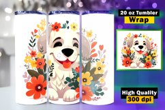 Dog &amp; Flower Tumbler Sublimation, 20 oz Skinny Tumbler Wrap Product Image 1