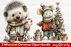 2 Whimsical Christmas Clipart | Cute Festive Holiday PNG Product Image 1