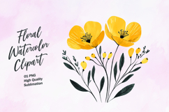 Watercolor floral clipart sublimation Product Image 1