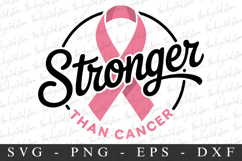 Pink Ribbon Stronger | Breast Cancer SVG | Pink Ribbon Product Image 1