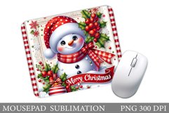 Snowman Mouse Pad Design. Christmas Mouse Pad Sublimation Product Image 1