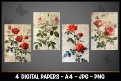 4 Vintage Roses Digital Papers I Junk Journal Page Product Image 2