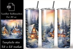 Christmas Tumbler Wrap, 20 oz Skinny Winter Sublimation Product Image 1