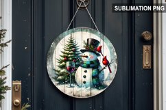 Blue Plaid Snowman Round Sign | Round Sublimation Design PNG Product Image 1