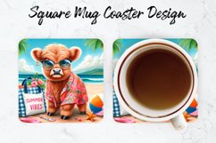 Highland Cow Mug coaster | Coaster | Sublimation Design Product Image 1