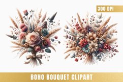 Watercolor boho bouquet clipart, Boho Flowers png Product Image 1