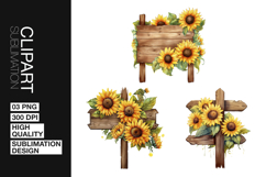 Sunflower Sign Art Clipart PNG Product Image 1