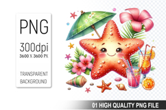 Summer Animals Clipart PNG Bundle, Tropical Summer Animals Product Image 7