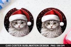 Christmas Cat Car Coaster PNG, Funny Cat Car Coaster Product Image 1
