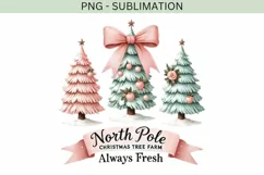 North Pole Christmas Tree Farm PNG, Coquette Pink Christmas Product Image 4