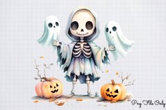 Pastel Halloween Skeleton Clipart Bundle PNG Product Image 11