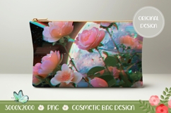 Cosmic Cosmetic Bag, Pink Roses Cosmetic Bag Print Product Image 1