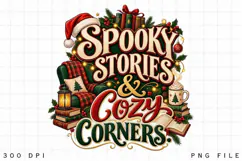 Spooky Stories & Cozy Corners PNG, Christmas Book Lover Product Image 4
