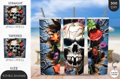 3D Scary Skull Tumbler Wrap | 3D Sublimation Wrap Design Product Image 1