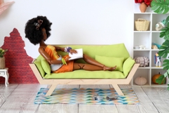 Miniature sofa hexagon shape download file kit dollhouse fur Product Image 10