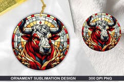 Bison Stained Glass Ornament PNG, Digital Download File Product Image 1