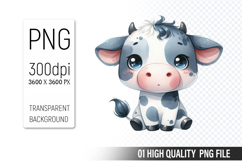 Cow Clipart PNG, Farm Animals Clipart, Rustic Farm Art Product Image 1