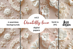 Coquette Lace Valentine Digital Paper Kit Rococo Patterns Product Image 1