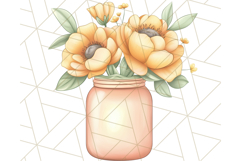 Flowers in Glass Jars PNG, Rustic Floral Watercolor Clipart Product Image 2