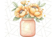 Flowers in Glass Jars PNG, Rustic Floral Watercolor Clipart Product Image 2