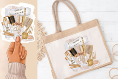 White &amp; Gold Hair Salon Sublimation PNG Beauty Tools Design Product Image 4