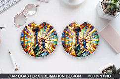Liberty Car Coaster Sublimation| 4th Of July Coaster PNG Product Image 1