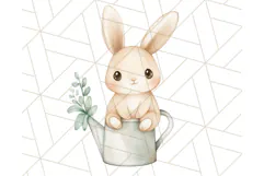 Spring Bunnies PNG Watercolor Bunny Clipart, Pastel Easter Product Image 2