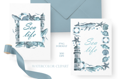 Sea life watercolor set. Nautical. Scandinavian. Product Image 10