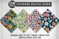 Flowers Seamless Digital Paper, Flowers Background Product Image 1
