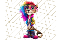 Funky Safari Animals PNG Clipart With Rainbow Hair, Cute Png Product Image 2