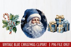 Vintage Blue Christmas Clipart Sublimation Product Image 1