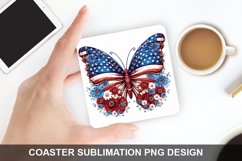 4Th Of July Butterfly- Coaster Sublimation Design Product Image 1