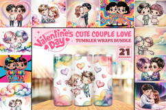 Valentine’s Day Cute Couple Love Tumbler Wrap PNG Big Bundle Product Image 1