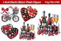 Red Black Glitter Plaid Clipart PNG Product Image 1