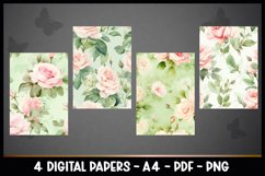 4 Digital Papers Vintage Roses Florals I Vintage Theme Product Image 2