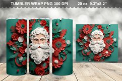 3D Christmas Santa Flowers Tumbler Design Product Image 1