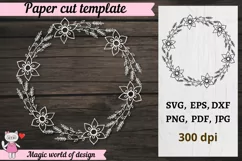 Leaf wreath Cricut SVG cut file, Paper cut SVG Product Image 1