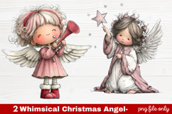 2 Whimsical Christmas Angel Clipart | Cute Holiday Angel PNG Product Image 1